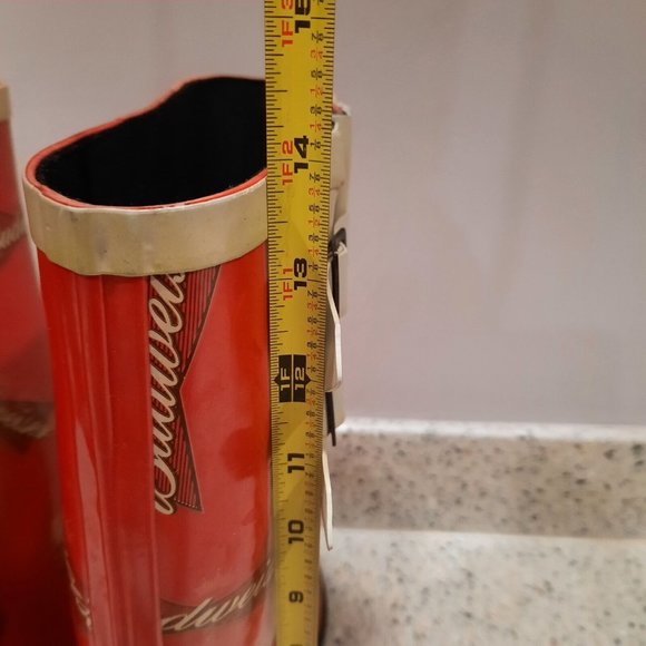 Budweiser Tall Rain Boots Size 8 Red Budweiser Logo Rubber - Picture 6 of 6